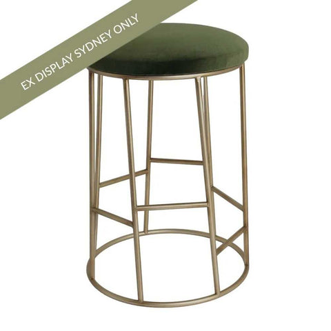 Aiden Gold Steel Kitchen Stool - Moss Velvet - OUTLET NSW - Aiden Gold Steel Kitchen Stool - Moss Velvet - OUTLET NSW - Eleganté