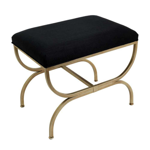 Novak Antique Gold Iron Stool - Black Linen - OUTLET NSW - Novak Antique Gold Iron Stool - Black Linen - OUTLET NSW - Eleganté