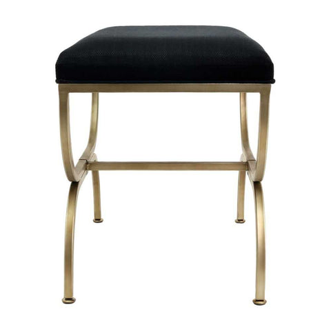 Novak Antique Gold Iron Stool - Black Linen - OUTLET NSW - Novak Antique Gold Iron Stool - Black Linen - OUTLET NSW - Eleganté