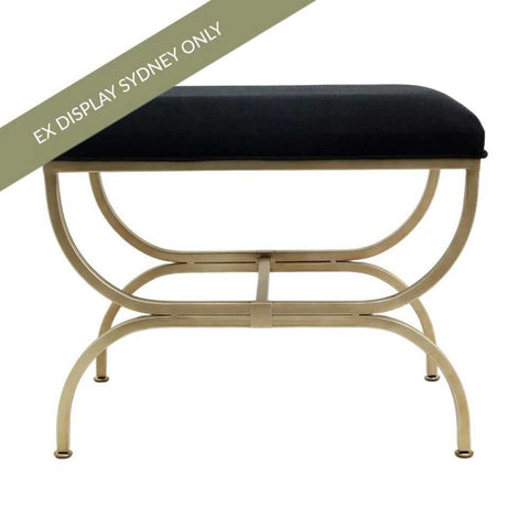 Novak Antique Gold Iron Stool - Black Linen - OUTLET NSW - Novak Antique Gold Iron Stool - Black Linen - OUTLET NSW - Eleganté