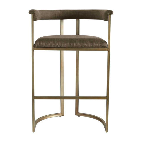 Dino Kitchen Stool with Upholstered Arms - Chocolate Linen - Kitchen and Bar Stools - Eleganté