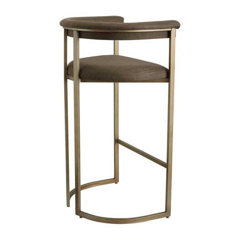 Dino Bar Stool with Upholstered Arms - Chocolate Linen - Kitchen and Bar Stools - Eleganté