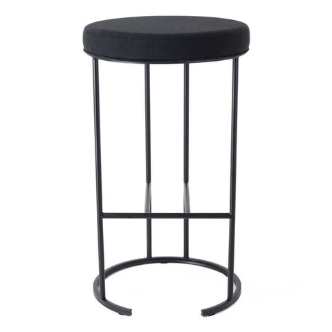 Blackley Black Iron Bar Stool - Black Linen - Kitchen and Bar Stools - Eleganté