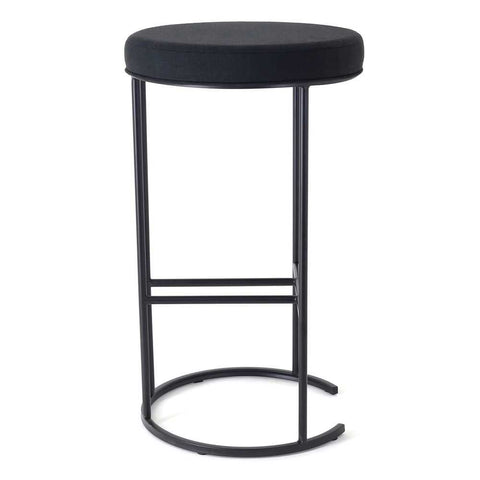 Blackley Black Iron Bar Stool - Black Linen - Kitchen and Bar Stools - Eleganté