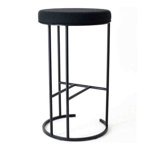 Blackley Black Iron Bar Stool - Black Linen - Kitchen and Bar Stools - Eleganté