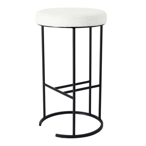 Blackley Black Iron Bar Stool - Natural Linen - Kitchen and Bar Stools - Eleganté