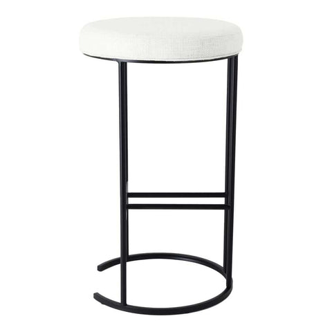 Blackley Black Iron Bar Stool - Natural Linen - Kitchen and Bar Stools - Eleganté