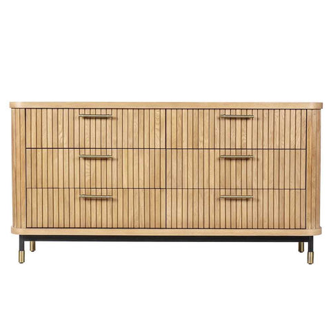 Sophia 160cm Oak 6 Drawer Chest - Natural - Chests of Drawers - Eleganté