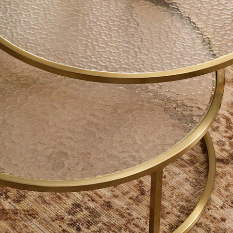 Chloe Rippled Glass Nesting Coffee Table - Gold - Coffee Tables - Eleganté