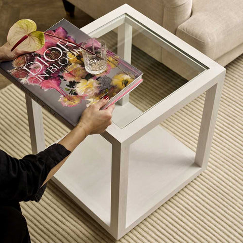 Sadie Oak Square Side Table - Large White - Side Tables - Eleganté