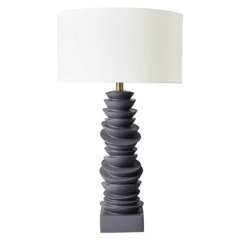 Mendoza Table Lamp - Grey w White Shade - Mendoza Table Lamp - Grey w White Shade - Eleganté