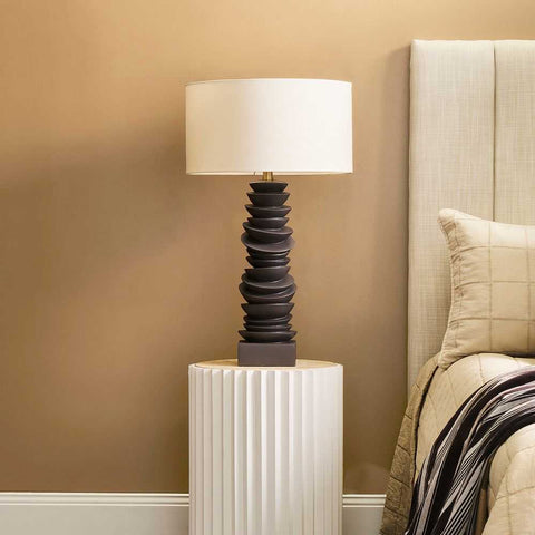 Mendoza Table Lamp - Grey w White Shade - Mendoza Table Lamp - Grey w White Shade - Eleganté