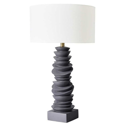 Mendoza Table Lamp - Grey w White Shade - Mendoza Table Lamp - Grey w White Shade - Eleganté