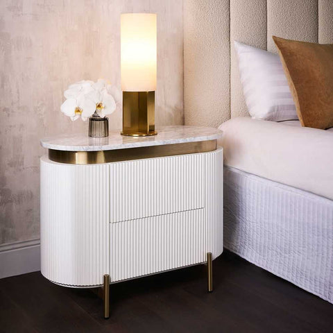 Demarco 76x60cm Bedside Table - White - Bedside Tables - Eleganté