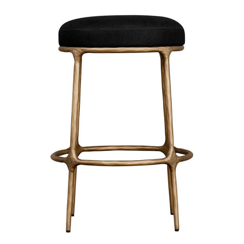 Heston Brass Kitchen Stool - Black Linen - Kitchen and Bar Stools - Eleganté