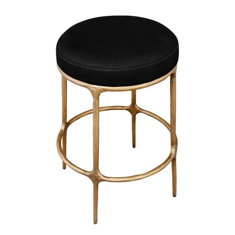 Heston Brass Kitchen Stool - Black Linen - Kitchen and Bar Stools - Eleganté