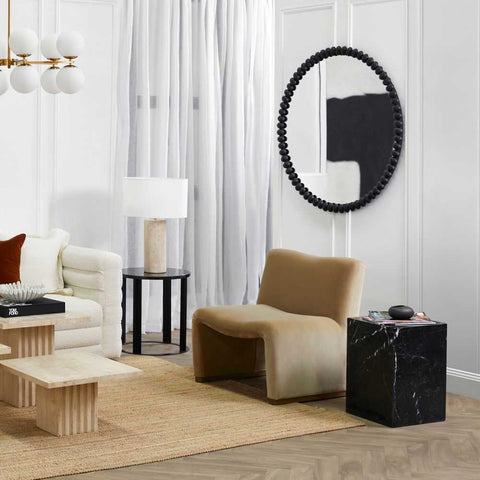 Esme 105x105cm Round Wall Mirror - Black - Wall Mirrors - Eleganté