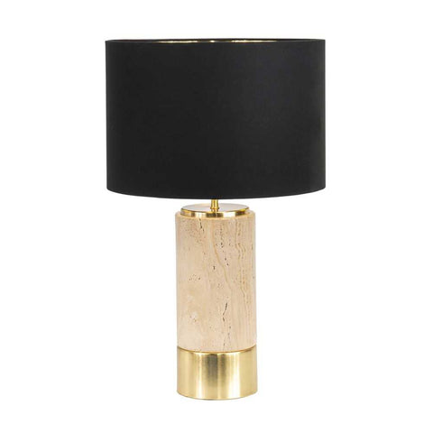 Paola Travertine Table Lamp - Black Shade - Paola Travertine Table Lamp - Black Shade - Eleganté