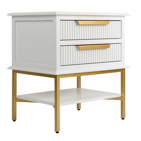 Aimee 55x60cm Bedside Table - White - Bedside Tables - Eleganté