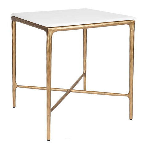 Heston Marble Square Side Table - Brass - Side Tables - Eleganté