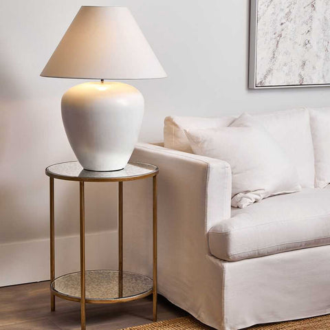 Picasso Table Lamp - White w White Shade - Picasso Table Lamp - White w White Shade - Eleganté