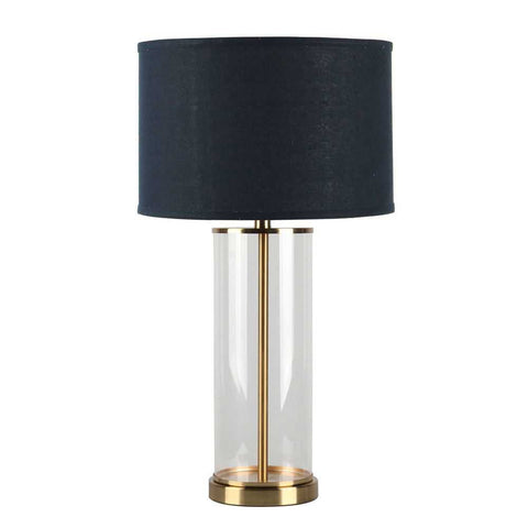 Left Bank Table Lamp - Brass w Navy Shade - Left Bank Table Lamp - Brass w Navy Shade - Eleganté