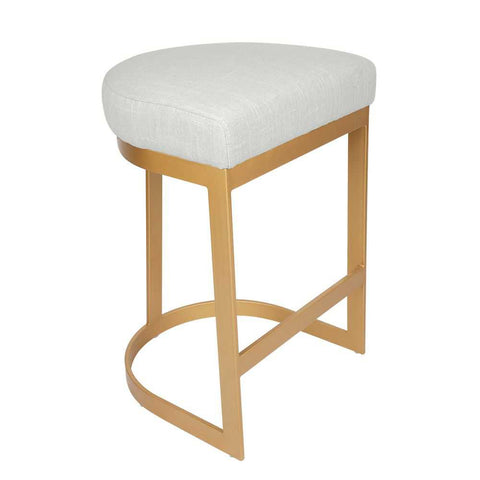Brooke Brass Kitchen Stool - Natural Linen - OUTLET NSW
