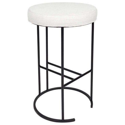 Blackley Black Iron Kitchen Stool - Natural Linen - Kitchen and Bar Stools - Eleganté
