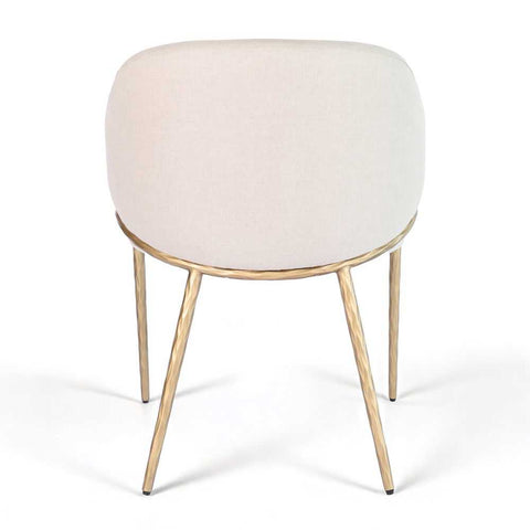 Heston Brass Dining Chair with Arms - Natural Linen - Dining Chairs - Eleganté