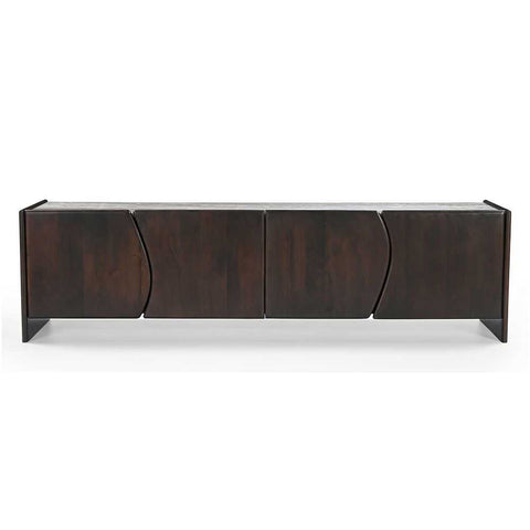 Edwin River Brown Marble Entertainment Unit - Dark Walnut - Entertainment Units - Eleganté