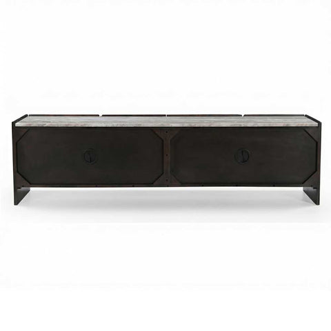 Edwin River Brown Marble Entertainment Unit - Dark Walnut - Entertainment Units - Eleganté