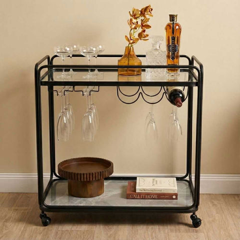 Wentworth Rectangle Bar Cart - Black - Wentworth Rectangle Bar Cart - Black - Eleganté