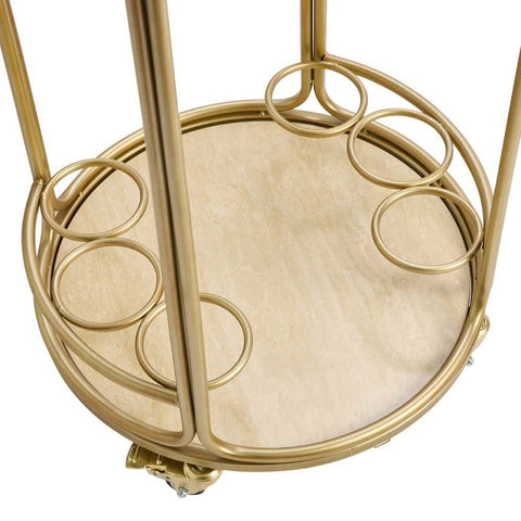 Wentworth Round Bar Cart - Antique Gold - Wentworth Round Bar Cart - Antique Gold - Eleganté