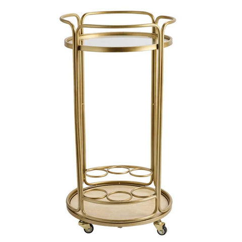 Wentworth Round Bar Cart - Antique Gold - Wentworth Round Bar Cart - Antique Gold - Eleganté