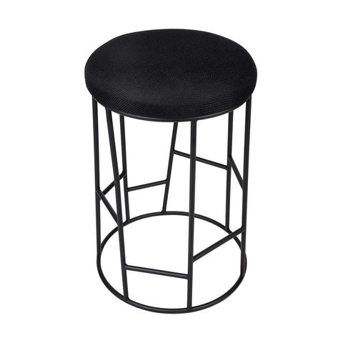 Aiden Black Steel Kitchen Stool - Black Linen - Kitchen and Bar Stools - Eleganté
