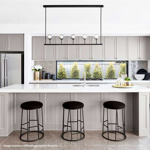 Aiden Black Steel Kitchen Stool - Black Linen - Kitchen and Bar Stools - Eleganté