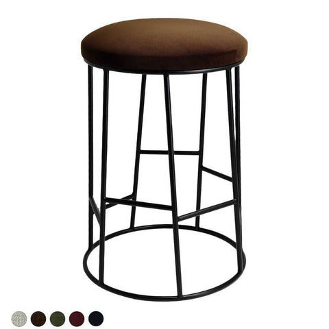 Aiden Black Steel Kitchen Stool - Dark Chocolate Velvet - Kitchen and Bar Stools - Eleganté
