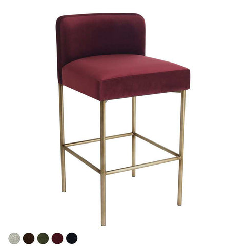 Leon Kitchen Stool - Mulberry Velvet - Kitchen and Bar Stools - Eleganté