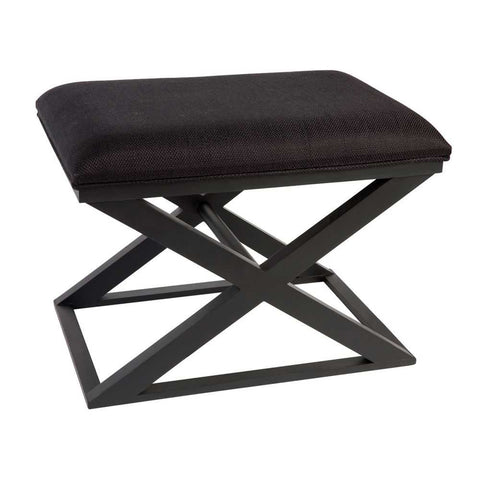 Spencer Black Timber Stool - Black Linen - Ottomans and Stools - Eleganté