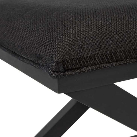 Spencer Black Timber Stool - Black Linen - Ottomans and Stools - Eleganté