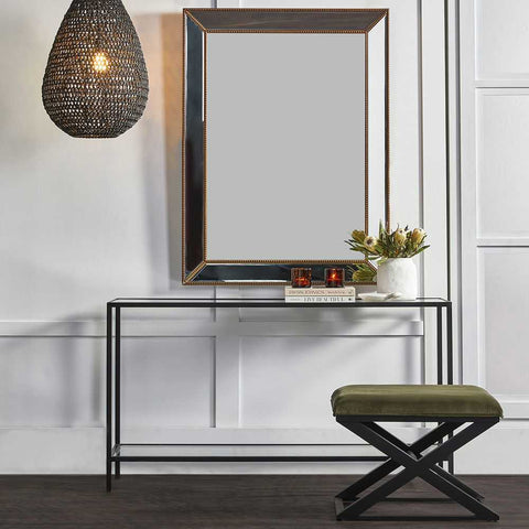 Spencer Black Timber Stool - Moss Velvet - Ottomans and Stools - Eleganté