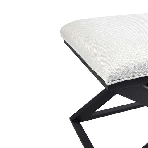 Spencer Black Timber Stool - Natural Linen - Ottomans and Stools - Eleganté