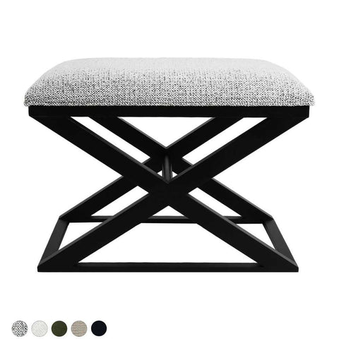 Spencer Black Timber Stool - Salt & Pepper - Ottomans and Stools - Eleganté