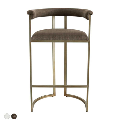Dino Bar Stool with Upholstered Arms - Chocolate Linen - Kitchen and Bar Stools - Eleganté