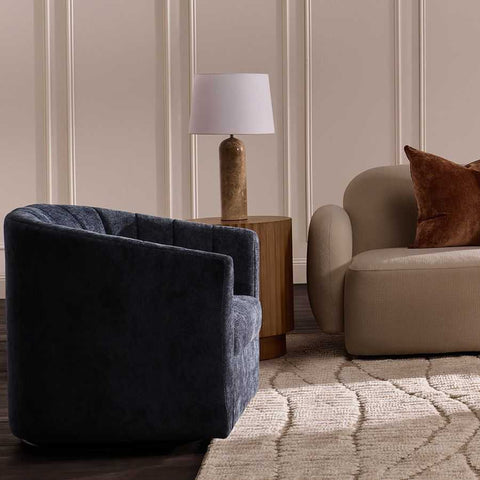 Cadman Swivel Arm Chair - Teal Chenille - Occasional Chairs - Eleganté