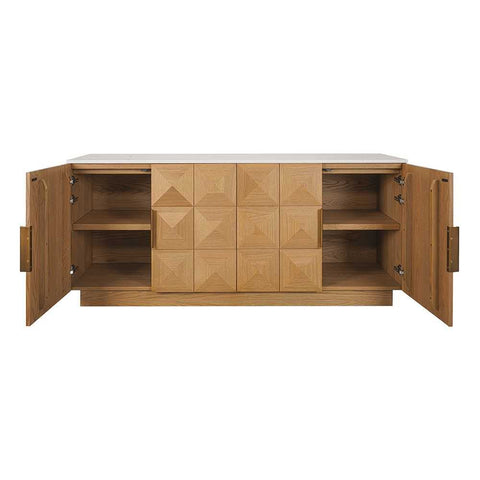 Benedict Natural Oak Buffet - White Marble - Buffets and Cabinets - Eleganté