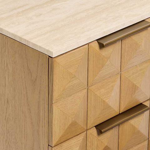 Benedict Natural Oak Bedside Table - Travertine - Bedside Tables - Eleganté