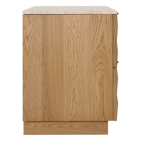 Benedict Natural Oak Bedside Table - Travertine - Bedside Tables - Eleganté
