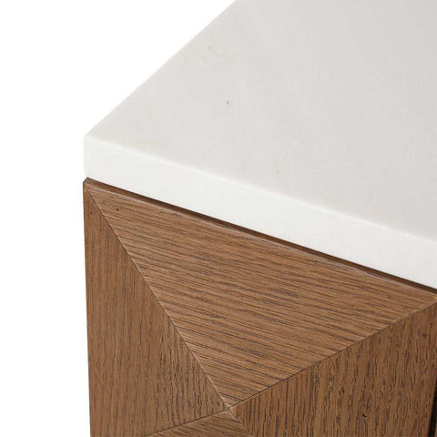 Benedict Walnut Bedside Table - White Marble - Bedside Tables - Eleganté