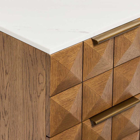 Benedict Walnut Bedside Table - White Marble - Bedside Tables - Eleganté